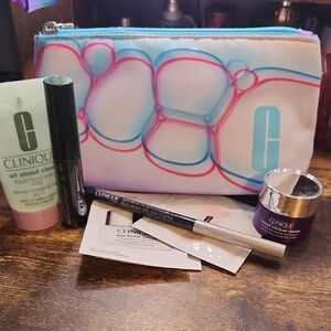 Clinique Skincare and Makeup Set with Vibrant Pouch